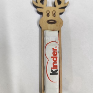 Rénszarvasos Kinder csoki tartó fából  - karácsony - mikulás - mikulás ajándékok - Meska.hu