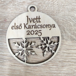 Névreszóló első karácsony gravírozott karácsonyfadísz  - karácsony - karácsonyi lakásdekoráció - karácsonyfadíszek - Meska.hu