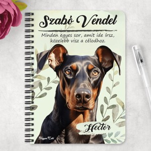 Személyre szabható - Dobermann portré mintás A5-ös füzet - otthon & életmód - papír, írószer - jegyzetfüzet & napló - Meska.hu