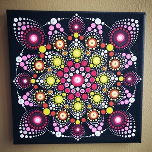 Rózsaszín dotmandala festmény swarovski kövekkel díszítve  - Meska.hu