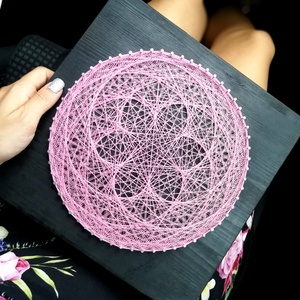 String Art Rózsaszín Lótusz 25x25cm - Meska.hu