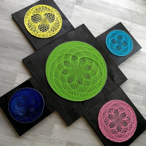 String Art VKék Lótusz 20x20cm - otthon & lakás - dekoráció - spiritualitás - mandala - Meska.hu