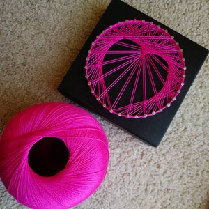 String Art Pink Gemoetriai Szív 14x14cm - Meska.hu