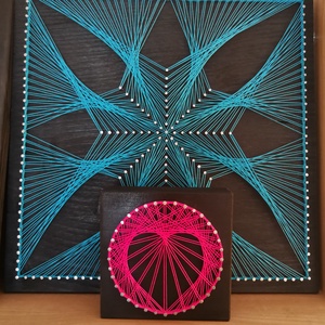 String Art Pink Gemoetriai Szív 14x14cm - otthon & lakás - dekoráció - kép & falikép - Meska.hu