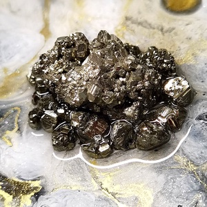 Fekete-arany Epoxy gyantás, Pirites, tükrös ékszer doboz - ékszer - ékszertartó - ékszerdoboz - Meska.hu