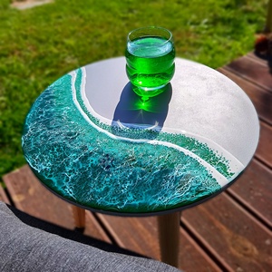 Epoxy gyanta tengeres asztalka  - Meska.hu