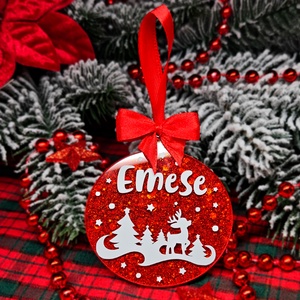 Piros epoxy egyedi karácsonyfadísz  - karácsony - karácsonyi lakásdekoráció - karácsonyfadíszek - Meska.hu