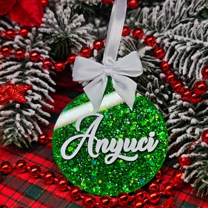 Zöld epoxy egyedi karácsonyfadísz  - karácsony - karácsonyi lakásdekoráció - karácsonyfadíszek - Meska.hu