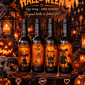 Világító Halloweeni üvegek , Otthon & Életmód, Dekoráció, Halloween, Halloweeni lámpás, Fotó, grafika, rajz, illusztráció, Festett tárgyak, MESKA