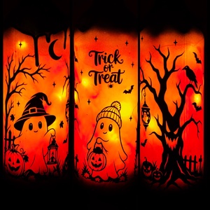 Világító Halloweeni üvegek  - otthon & életmód - dekoráció - halloween - halloweeni lámpás - Meska.hu