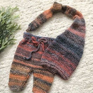 Újszülött kötött szürke nadrág sapkával, Ruha & Divat, Babaruha & Gyerekruha, Babafotózási ruha és kellék, Kötés, MESKA