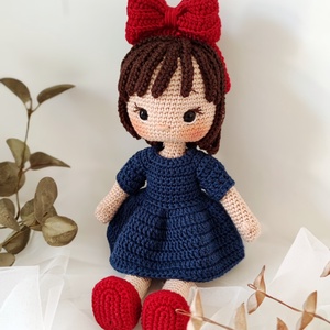 Horgolt baba kék ruhában - játék & sport - baba & babaház - öltöztethető baba - Meska.hu