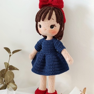 Horgolt baba kék ruhában - játék & sport - baba & babaház - öltöztethető baba - Meska.hu