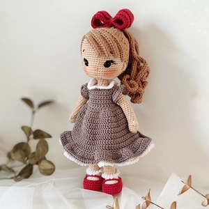 Horgolt baba masnis hajpánttal - játék & sport - baba & babaház - öltöztethető baba - Meska.hu