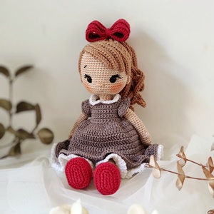 Horgolt baba masnis hajpánttal - játék & sport - baba & babaház - öltöztethető baba - Meska.hu