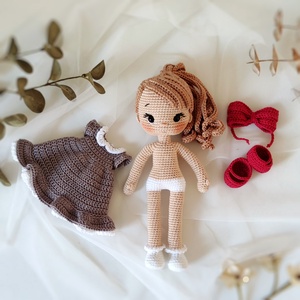 Horgolt baba masnis hajpánttal - játék & sport - baba & babaház - öltöztethető baba - Meska.hu