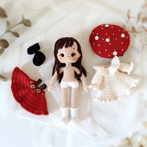 Horgolt Gomba Kislány - játék & sport - baba & babaház - öltöztethető baba - Meska.hu