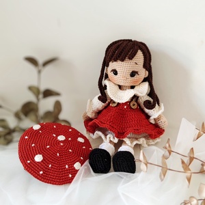 Horgolt Gomba Kislány - játék & sport - baba & babaház - öltöztethető baba - Meska.hu