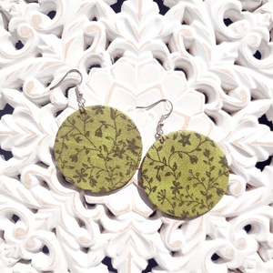 Zöld virágos textilfülbevaló - Meska.hu