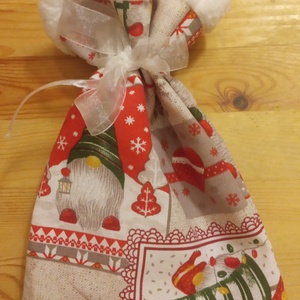 Mikulás zsákocska S1., Karácsony, Mikulás, Mikulás zsák, Varrás, MESKA