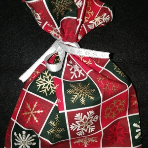 Ajándékzsák - hópelyhes (kicsi), Karácsony, Karácsonyi ajándékozás, Karácsonyi ajándékcsomagolás, Varrás, MESKA