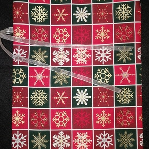 Ajándékzsák - hópelyhes (nagy), Karácsony, Karácsonyi ajándékozás, Karácsonyi ajándékcsomagolás, Varrás, MESKA