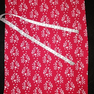 Ajándékzsák - piros-fehér karifás (nagy), Karácsony, Karácsonyi ajándékozás, Karácsonyi ajándékcsomagolás, Varrás, MESKA