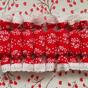 Textil szaloncukor - fehér karácsonyfás - Meska.hu