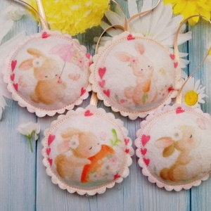 Barna nyuszis korongok - otthon & életmód - dekoráció - fali és függő dekoráció - függődísz - Meska.hu