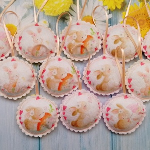 Barna nyuszis korongok, Otthon & Életmód, Dekoráció, Fali és függő dekoráció, Függődísz, Varrás, MESKA