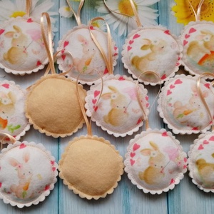 Húsvéti dísz - nyuszis tallérok - ünnepi díszek, dekorációk - húsvéti díszek és dekorációk - húsvéti tojásfadíszek - Meska.hu