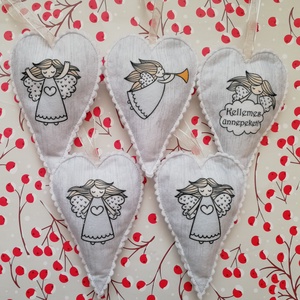 Karácsonyfadísz - feliratos angyalkás, Karácsony, Karácsonyi lakásdekoráció, Karácsonyfadíszek, Varrás, MESKA