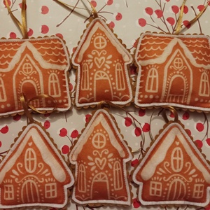 Karácsonyfadísz - Mézeskalács házikók, Karácsony, Karácsonyi lakásdekoráció, Karácsonyfadíszek, Varrás, MESKA