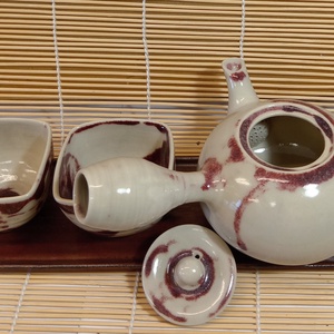 Nyeles teáskanna (kyusu) tálcával, kető csészével, Otthon & Életmód, Konyhafelszerelés, tálalás, Konyhai tárolás, Tea & Kávé tárolás, Kerámia, MESKA