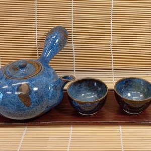 Nyeles teáskanna (kyusu) tálcával, kető csészével, Otthon & Életmód, Konyhafelszerelés, tálalás, Konyhai tárolás, Tea & Kávé tárolás, Kerámia, MESKA