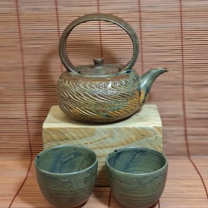 Teáskanna ,plusz 2 csész, Otthon & Életmód, Konyhafelszerelés, tálalás, Konyhai tárolás, Tea & Kávé tárolás, Agyagozás, MESKA
