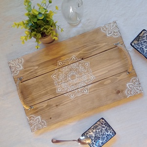 Mandalás boho tálca fából - Meska.hu