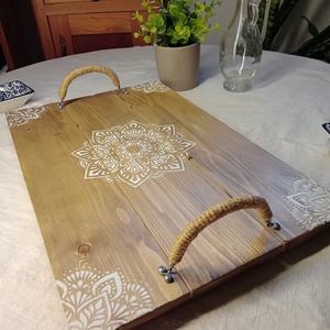 Mandalás boho tálca fából - otthon & életmód - konyhafelszerelés, tálalás - tálalás - tálca - Meska.hu