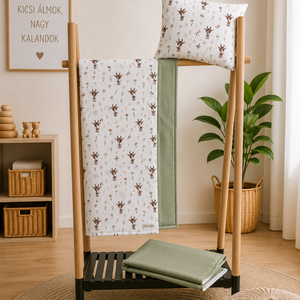 Ovis szett-őzike-zöld , Játék & Sport, Ovis felszerelés, Ovis ágynemű, Varrás, Puha, minőségi és praktikus óvodai ágynemű szettek, hogy a beszokás és az ovis mindennapok még kény..., MESKA