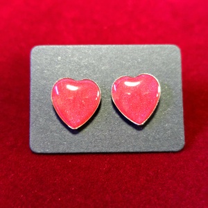 Piros szív fülbevaló � 12x11 mm � kézzel készült, Ékszer, Fülbevaló, Pötty fülbevaló, Ékszerkészítés, MESKA