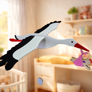 Babaszoba dekor � Gólya babával, Baba - mama, Baba játékok, Kiságyforgó, Famegmunkálás, MESKA