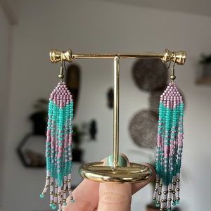 Fairy Falls Earrings , Ékszer, Fülbevaló, Lógó fülbevaló, Ékszerkészítés, Gyöngyfűzés, gyöngyhímzés, MESKA