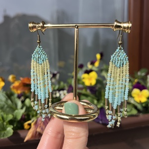 Fairy Falls Earrings , Ékszer, Fülbevaló, Lógó fülbevaló, Ékszerkészítés, Gyöngyfűzés, gyöngyhímzés, MESKA