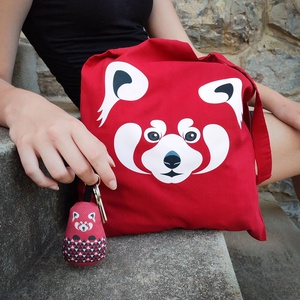 Vászontáska  Kis panda, vörös macskamedve - táska & tok - bevásárlás & shopper táska - shopper, textiltáska, szatyor - Meska.hu