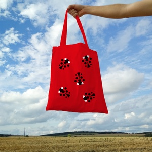 Vászontáska  Katica, katicák, Táska & Tok, Bevásárlás & Shopper táska, Shopper, textiltáska, szatyor, Fotó, grafika, rajz, illusztráció, MESKA