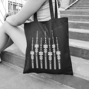 Vászontáska  TVtorony, fehérben, Táska & Tok, Bevásárlás & Shopper táska, Shopper, textiltáska, szatyor, Fotó, grafika, rajz, illusztráció, MESKA