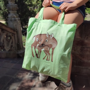 Vászontáska  Őz család, Táska & Tok, Bevásárlás & Shopper táska, Shopper, textiltáska, szatyor, Fotó, grafika, rajz, illusztráció, MESKA
