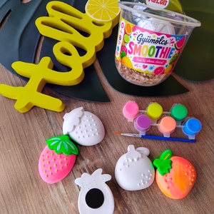 Gyümölcs Smoothie - Gyümölcsös festhető gipszfigurák mágnessel - diy (csináld magad) - egységcsomag - Meska.hu