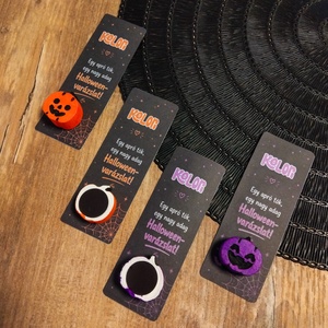 Világító halloween tök hűtőmágnes kísérőkártyával - otthon & életmód - dekoráció - halloween - halloweeni figurák - Meska.hu