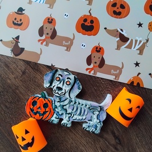 Hallowieni - világítós, tacskós festhető gipszfigura - otthon & életmód - dekoráció - halloween - halloweeni dekoráció - Meska.hu